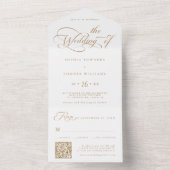 Goud & Wit Elegant Charm Script Trouwen All In One Uitnodiging (Binnen)