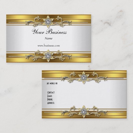 Goud Wit Elegant Classy Jewel Visitekaartje (Voorkant / Achterkant)
