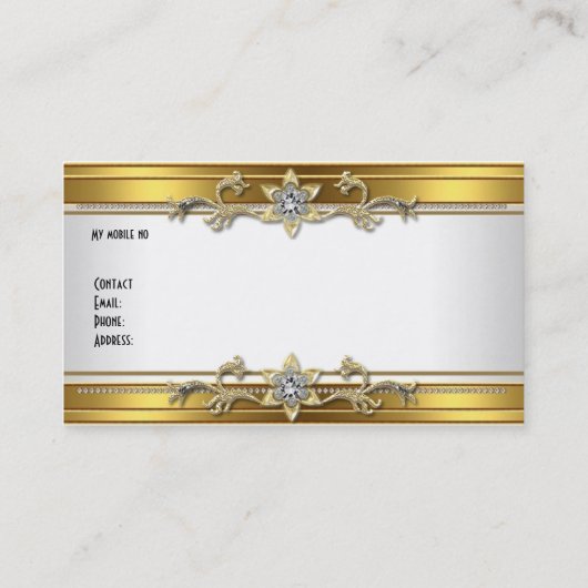 Goud Wit Elegant Classy Jewel Visitekaartje (Achterkant)