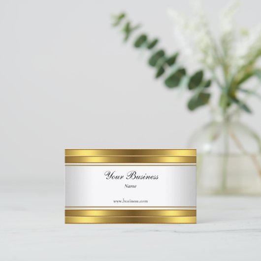 Goud Wit Elegant Classy Visitekaartje (Staand voorkant)
