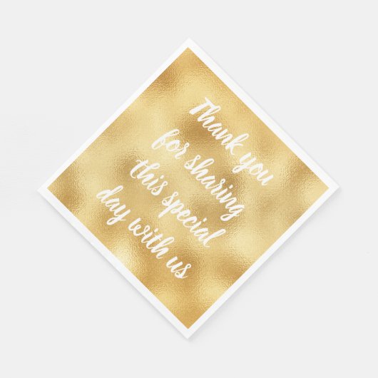 Goud & Wit Elegant Dank u Huwelijkspartij Glam Servet (Hoek)