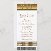 Goud & Wit Elegant Dinerfeest VIP Ticket Kaart (Voorkant)