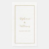 Goud Wit Elegant Eenvoudige Naam Huwelijk Minimaal Servet (Voorkant)