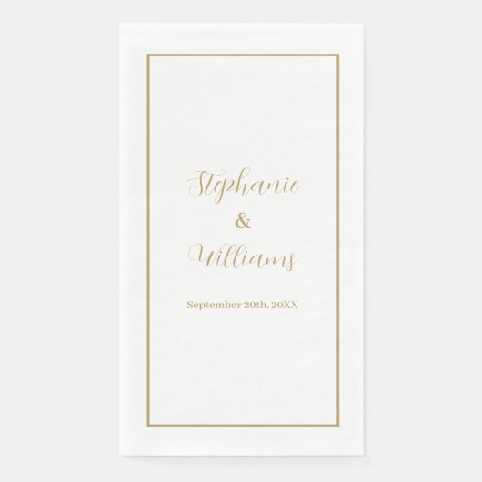 Goud Wit Elegant Eenvoudige Naam Huwelijk Minimaal Servet (Voorkant)