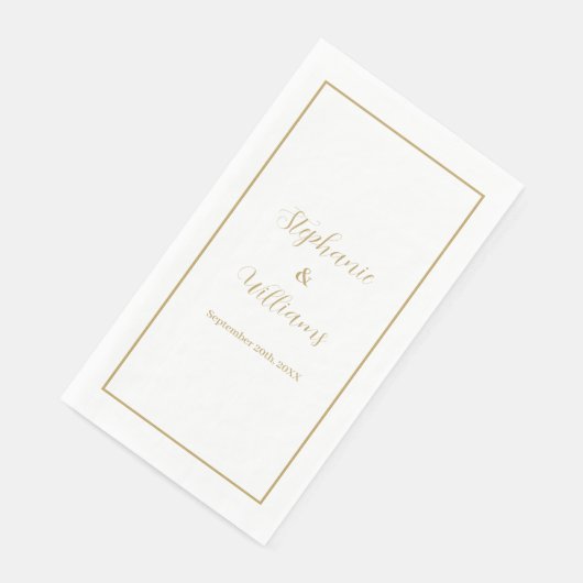 Goud Wit Elegant Eenvoudige Naam Huwelijk Minimaal Servet (Hoek)