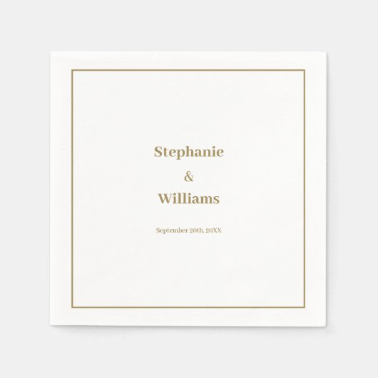 Goud Wit Elegant Huwelijk Minimal Modern Servet (Voorkant)