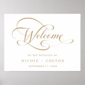 Goud & Wit Elegant Huwelijk Welkom Teken Poster (Voorkant)
