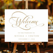 Goud & Wit Elegant Huwelijk Welkom Teken Poster