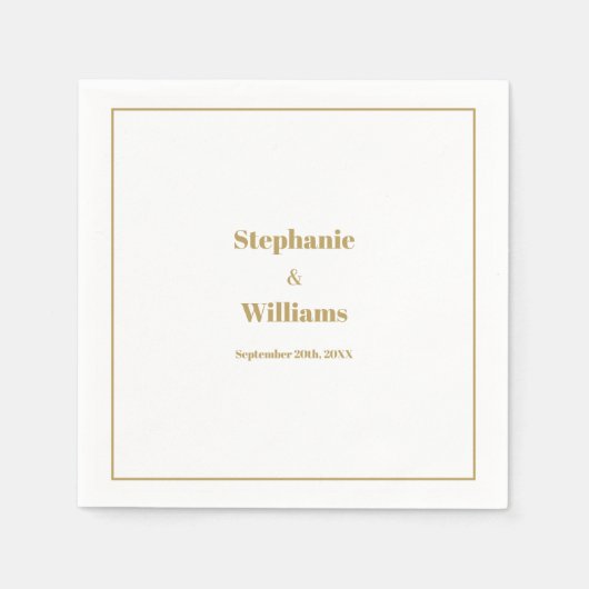 Goud Wit Elegant Modern Eenvoudig Minimal Wedding Servet (Voorkant)