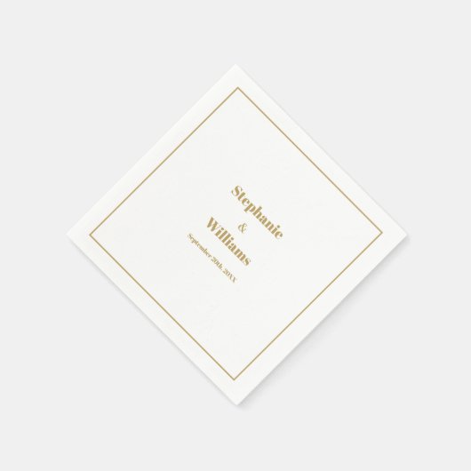 Goud Wit Elegant Modern Eenvoudig Minimal Wedding Servet (Hoek)