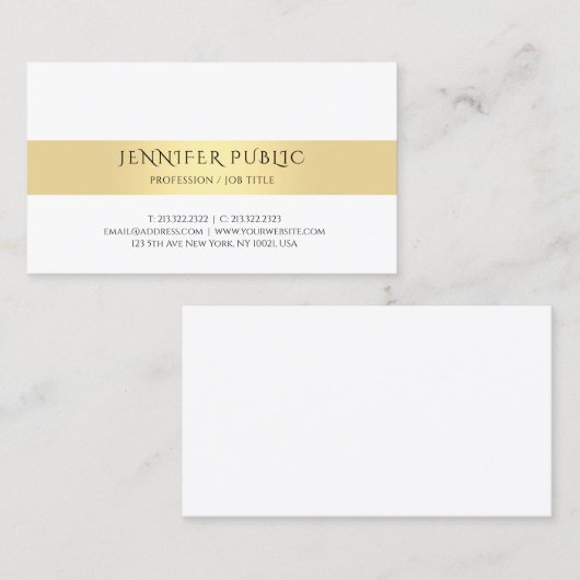 Goud Wit Elegant Modern Eenvoudige Sjabloon Trendy Visitekaartje (Voorkant / Achterkant)