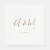 Goud Wit Elegant Monogram Bruiloft Servet (Voorkant)