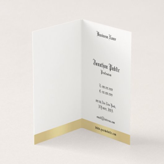Goud Wit Elegant Oude Stijl Kalligrafie Script Visitekaartje (Binnen)