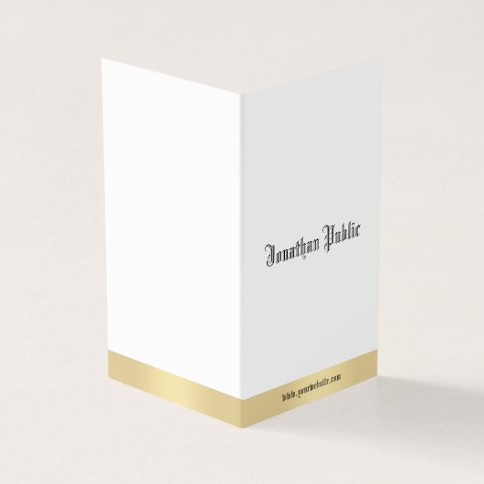 Goud Wit Elegant Oude Stijl Kalligrafie Script Visitekaartje (Buitenkant)