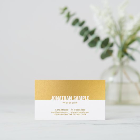 Goud Wit Elegant Professioneel Minimalistisch Duid Visitekaartje (Staand voorkant)