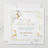 Goud Wit Elegant  Script Vrolijk Kerstfeest Feestdagenkaart (Voorkant)