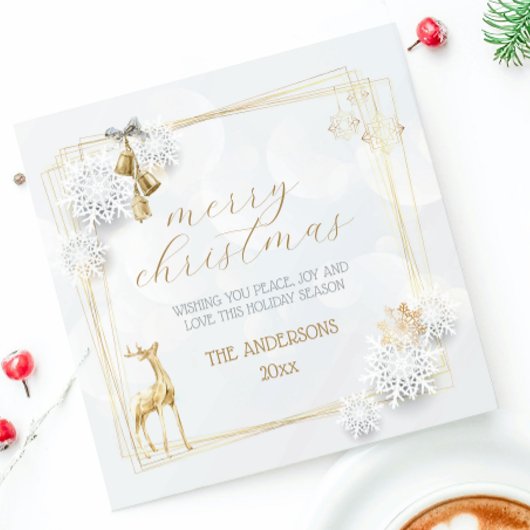 Goud Wit Elegant  Script Vrolijk Kerstfeest Feestdagenkaart