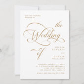 Goud & Wit Elegante Classy Calligraphy Wedding Kaart (Voorkant)