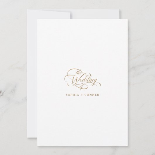 Goud & Wit Elegante Classy Calligraphy Wedding Kaart (Achterkant)