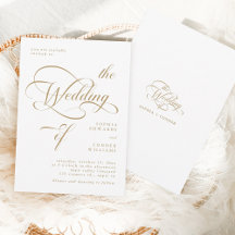 Goud & Wit Elegante Classy Calligraphy Wedding