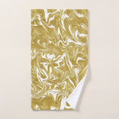 Goud & Wit Elegante Glam Marmer Werveling Bad Handdoek (Handdoek)