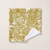 Goud & Wit Elegante Glam Marmer Werveling Bad Handdoek (Wasdoekje)