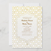 Goud & Wit Elegante Marokkaanse Huwelijksuitnodigi Kaart (Voorkant)