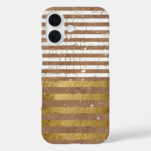 Goud & Wit Elegante Strepen Case-Mate iPhone Case (Achterkant)