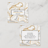 Goud, wit en grijs marmer vierkante visitekaartje (Voorkant / Achterkant)