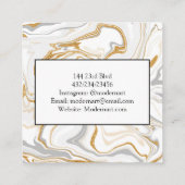 Goud, wit en grijs marmer vierkante visitekaartje (Achterkant)