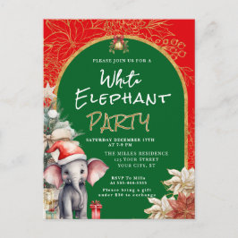 Goud, Wit En Groen Witte Olifant Cadeau Uitwisseli Feestdagenkaart