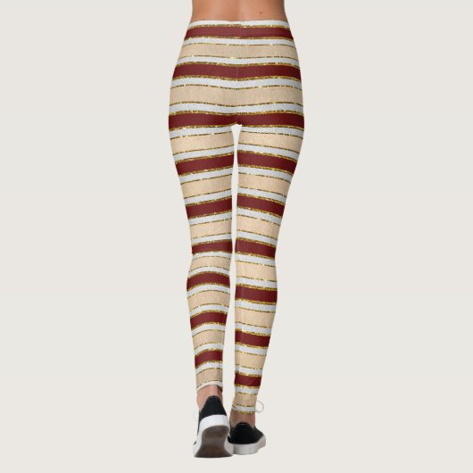 Goud, wit en rood Kerstman Kerstmis Leggings (Achterkant)