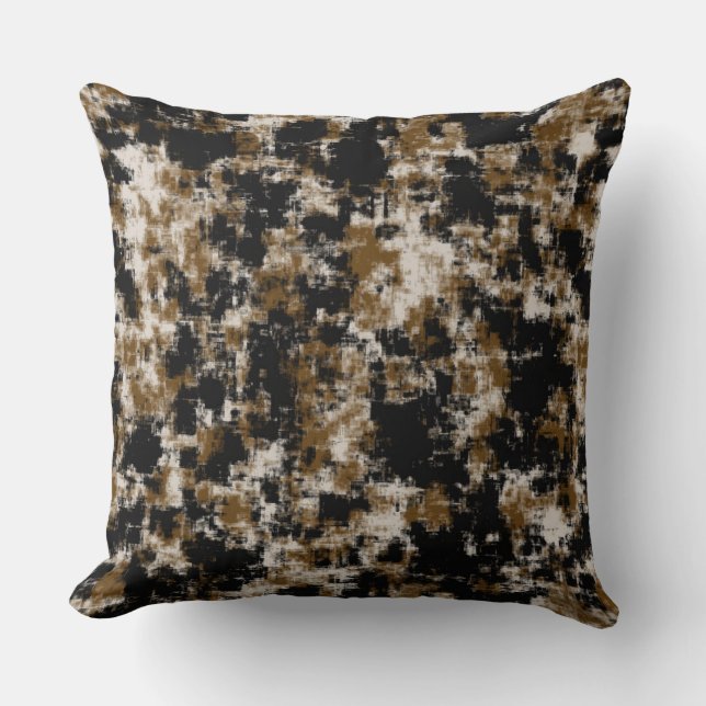 Goud Wit en Zwart abstract Kussen (Voorkant)