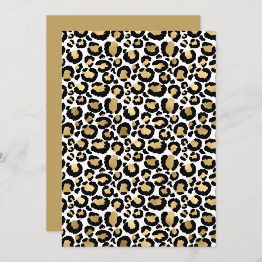 Goud, wit en zwart opgeruimd/cheetah-printkaart feestdagenkaart (Voorkant / Achterkant)