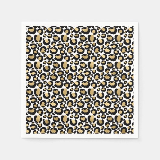 Goud, wit en zwarte luipaard voor het afdrukken va servet (Voorkant)