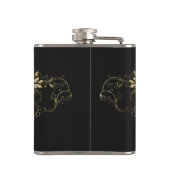 Goud & Wit Faux Glitter Bloemen Lijst Heupfles (Achterkant)