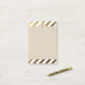 Goud & Wit Folie Strepen Kraft Rustieke Monogram Post-it® Notes (Op bureau)