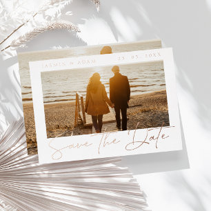 Goud Wit Foto Bruiloft Save the Date Roos Folie Uitnodiging