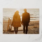 Goud Wit Foto Bruiloft Save the Date Roos Folie Uitnodiging (Achterkant)