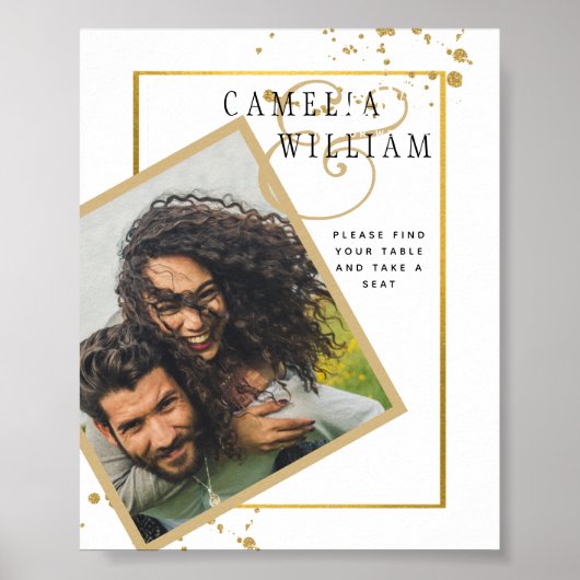 GOUD WIT FOTO Trouwset Modern Klassiek Poster (Voorkant)