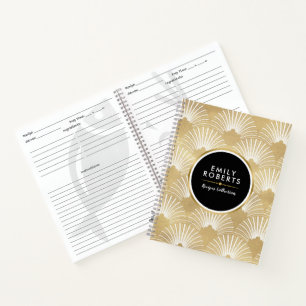 Goud & Wit Geometrisch Art-Deco Patroon Notitieboek