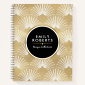 Goud & Wit Geometrisch Art-Deco Patroon Notitieboek (Voorkant)