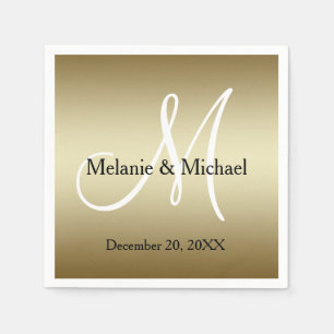 Goud Wit Gepersonaliseerde Trouwpapier Servetten