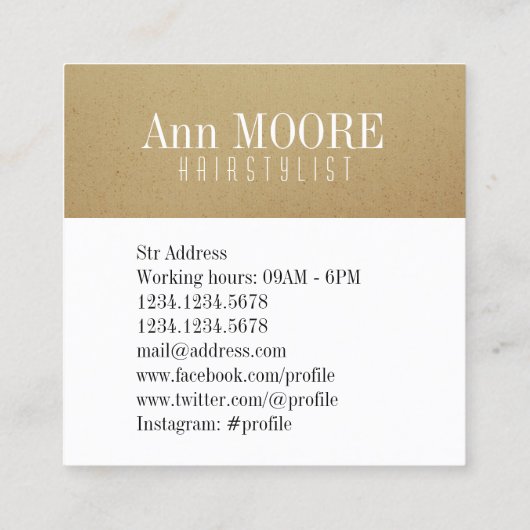 Goud wit gespleten, stijlvolle cover vierkante visitekaartje (Achterkant)