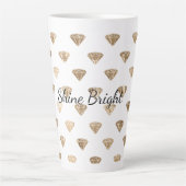 Goud Wit Glam Diamanten Juweel Latte Mok (Voorkant)