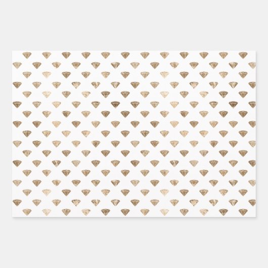 Goud Wit Glam Diamonds Glitter Inpakpapier Vel (Voorkant)