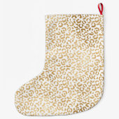 Goud Wit Glam Luipaard Print Grote Kerstsok (Achterkant)