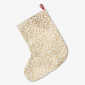 Goud Wit Glam Luipaard Print Grote Kerstsok (Achterkant (Hangend))