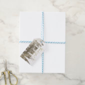 Goud & Wit Glam Pine Tree Rustieke Bos Bruiloft Cadeaulabel (Met Touw)