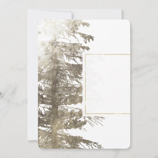 Goud & Wit Glam Pine Tree Rustieke Bos Bruiloft Kaart (Achterkant)